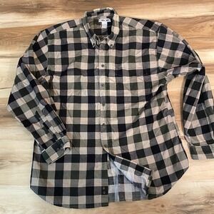 Cherokee Corduroy Shirt Mens Large Long Sleeve Plaid Button Down